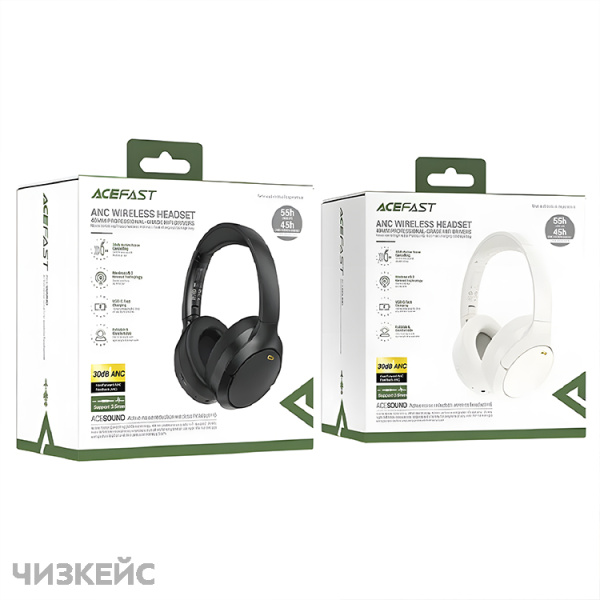 Наушники беспроводные AceFast H6 ANC (Bluetooth 5.3) полноразмерные белый
