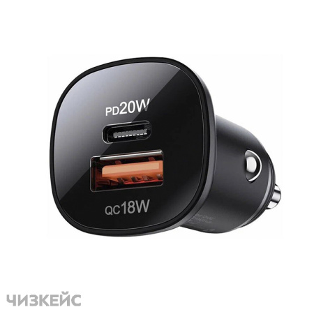 АЗУ-USB AceFast B1 mini (1USB-A, 1USB-C, 3.0A, QC3.0, PD 38W) черный