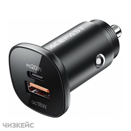 АЗУ-USB AceFast B1 mini (1USB-A, 1USB-C, 3.0A, QC3.0, PD 38W) черный