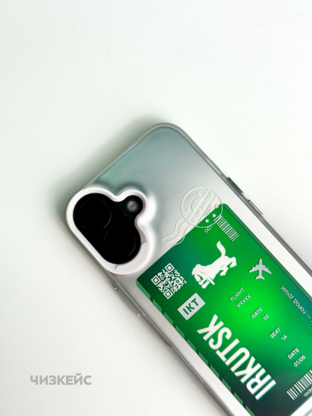 Чехол Чизкейс iPhone 16 Рейс Иркутск белый