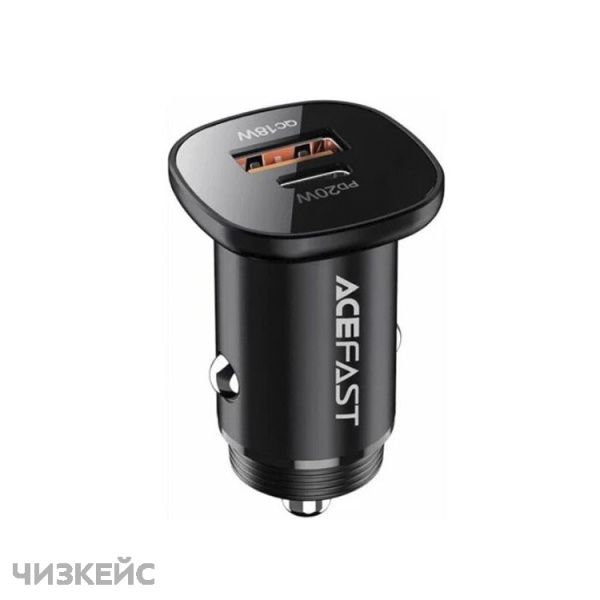 АЗУ-USB AceFast B1 mini (1USB-A, 1USB-C, 3.0A, QC3.0, PD 38W) черный