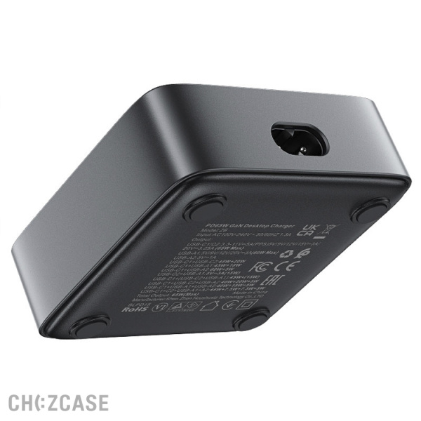 Настольная зарядная станция AceFast Z6 (2USB-A, 2USB-C, 3.0A, QC3.0, PD 65W) черный