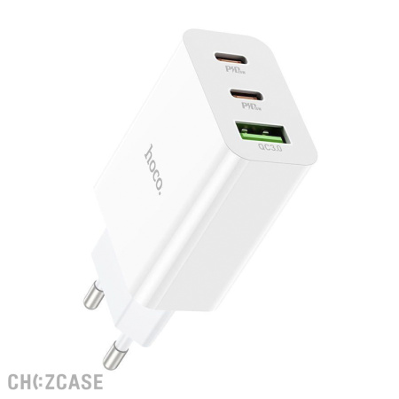 СЗУ HOCO C99A (USB-A + 2USB-C, 3A, QC3.0, PD 20W) белый