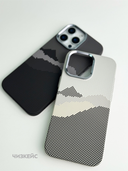 Чехол Luxo Life+ Carbon Magsafe iPhone 16 Pro горы черный