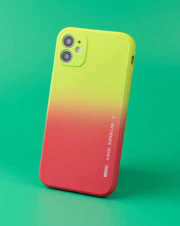 Чехол- накладка X-LEVEL Rainbow iPhone 12 желто-красный