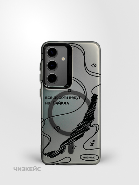 Чехол Чизкейс MagSafe Samsung S24 Дороги черный