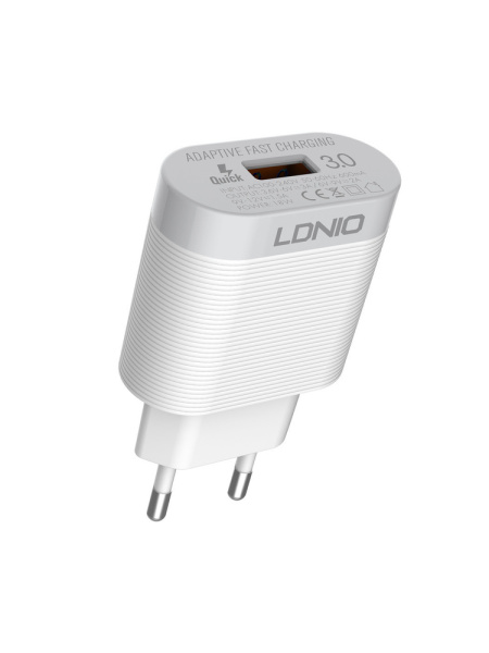 СЗУ-USB LDNIO A303Q (1USB, QC3.0, 18W) + кабель Lightning белый
