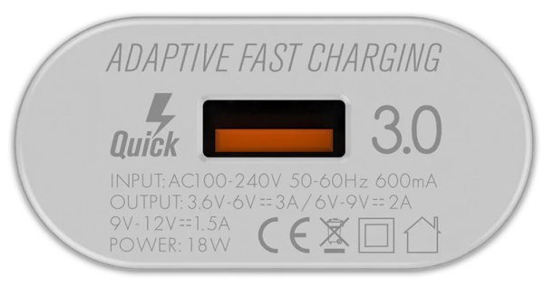 СЗУ-USB LDNIO A303Q (1USB, QC3.0, 18W) + кабель Lightning белый