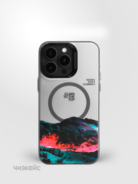 Чехол Чизкейс MagSafe iPhone 15 Pro Max Горы2 черный
