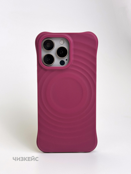 Чехол Волна MagSafe iPhone 15 Pro марсала