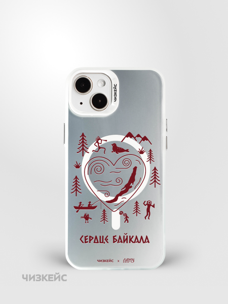 Чехол Чизкейс MagSafe iPhone 13/iPhone 14 Ламу Сердце Байкала белый