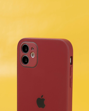 Чехол- накладка Glass MonoColor iPhone 11 красный