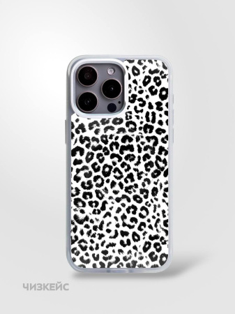 Магнитная панель Чизкейс iPhone 15 Pro Max Леопард снежный