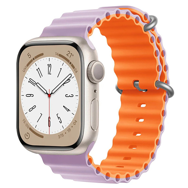 Ремешок Ocean Band Apple Watch 42/44/45/49 мм фиолетовый/оранжевый