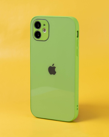 Чехол- накладка Glass MonoColor iPhone 12 зеленый