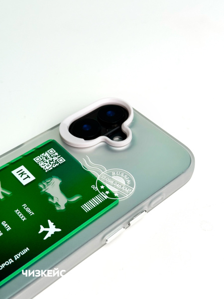 Чехол Чизкейс iPhone 16 Рейс Иркутск белый