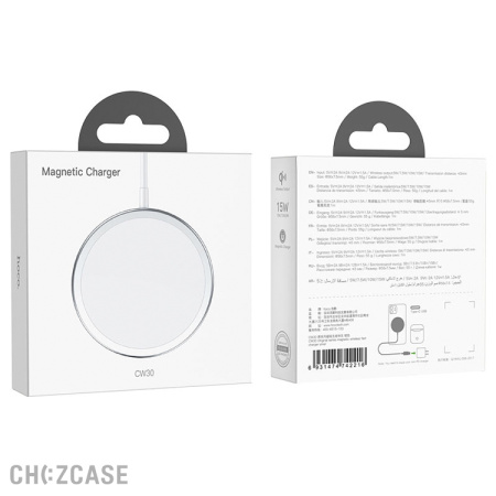 Беспроводное зарядное устройство HOCO CW30 (3A, 15W, MagSafe) серебро