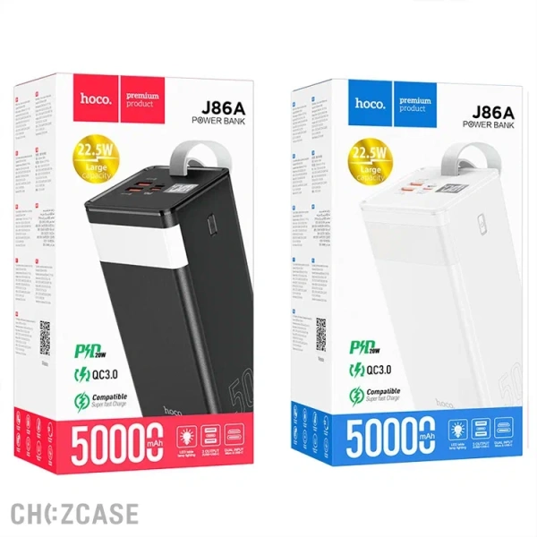 Внешний аккумулятор HOCO J86A Powermaster 50000mAh (2USB, 3.0A, PD 20W, QC3.0) черный