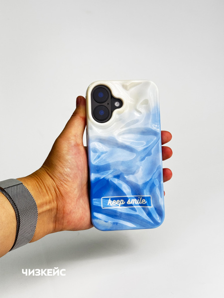 Чехол Карамель iPhone 16 голубой