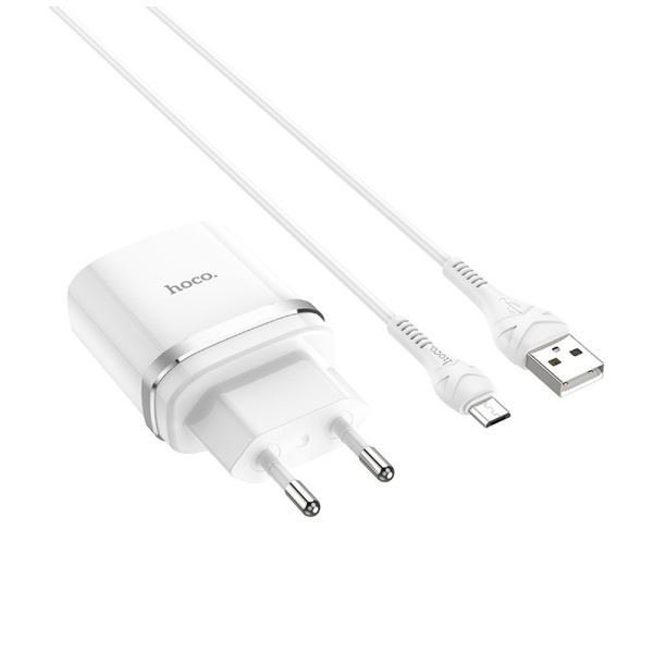 СЗУ HOCO C12Q (1USB, 3A,QC3.0) + кабель Micro USB белый