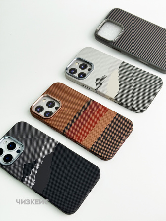 Чехол Luxo Life+ Carbon Magsafe iPhone 15 Pro оранж