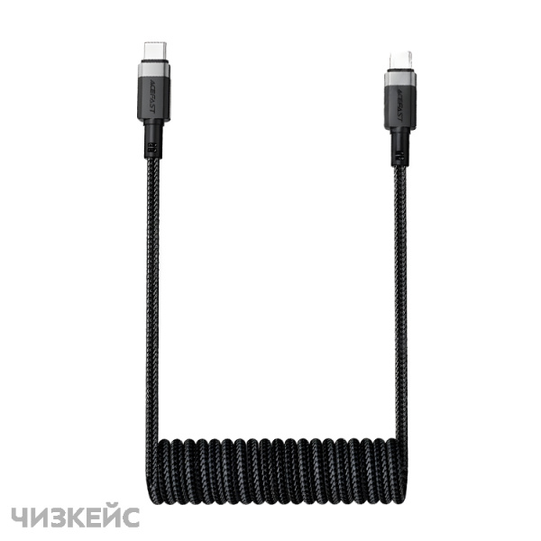 USB-кабель AceFast C14-03 Type-C/Type-C (3A, PD 60W, пружинка) 1.2 м черный