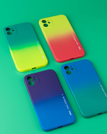 Чехол- накладка X-LEVEL Rainbow iPhone 13 зелено-желтый