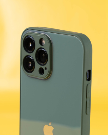 Чехол- накладка Glass MonoColor iPhone 13 Pro Max темно-зеленый