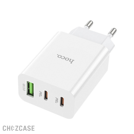 СЗУ HOCO C99A (USB-A + 2USB-C, 3A, QC3.0, PD 20W) белый