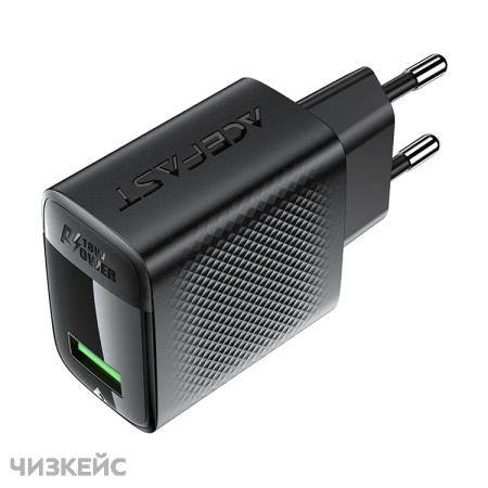 СЗУ AceFast A90 (1USB-A, 3.0A, QC3.0, PD 18W) + кабель Type-C черный