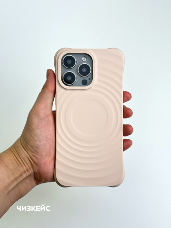 Чехол Волна MagSafe iPhone 15 Pro розовый песок