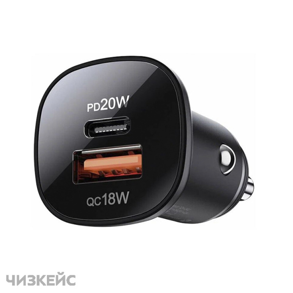 АЗУ-USB AceFast B1 mini (1USB-A, 1USB-C, 3.0A, QC3.0, PD 38W) черный