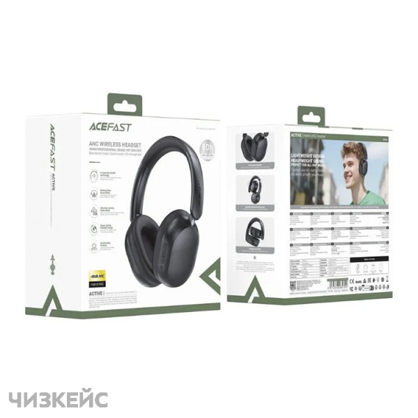 Наушники беспроводные AceFast H12 ANC (Bluetooth 5.4) полноразмерные черный