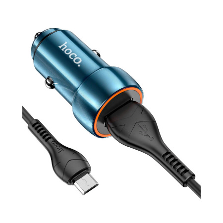 АЗУ HOCO Z46 (1USB, 3.0A, QC3.0, 18W) + кабель Micro USB синий
