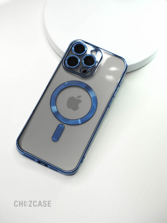 Чехол- накладка Притяжение iPhone 15 синий