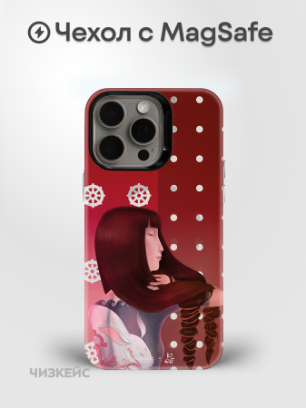 Чехол Чизкейс MagSafe Девушка с тату Заяц белый