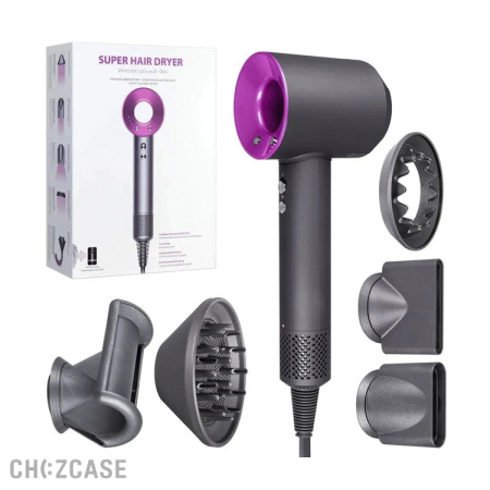 Фен Super Hair Dryer (K) пять насадок розовый