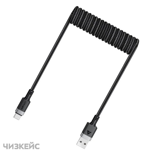 USB-кабель AceFast C14-04 Type-C (3A, пружинка) 1.2 м черный